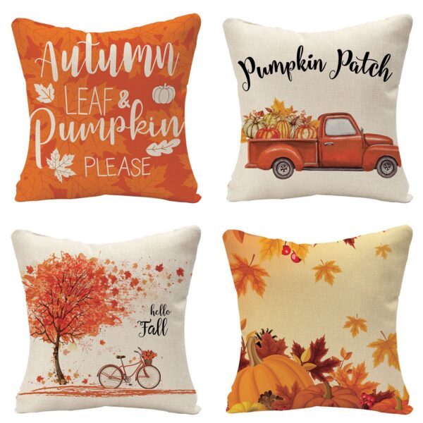 Wholesale Thanksgiving Autumn Maple Leaf Series Linen Pillow Cover