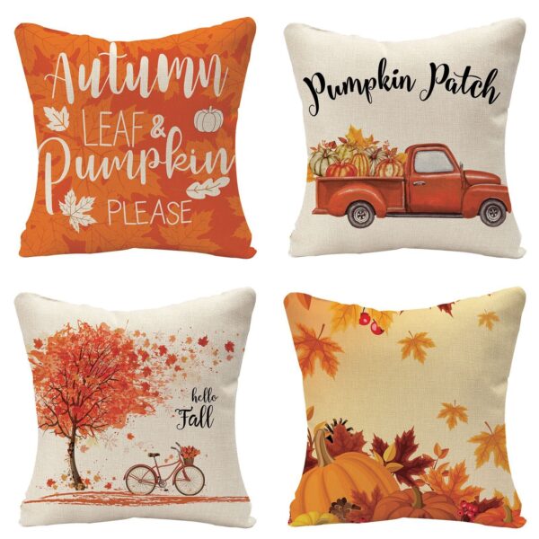 Wholesale Thanksgiving Autumn Maple Leaf Series Linen Pillow Cover