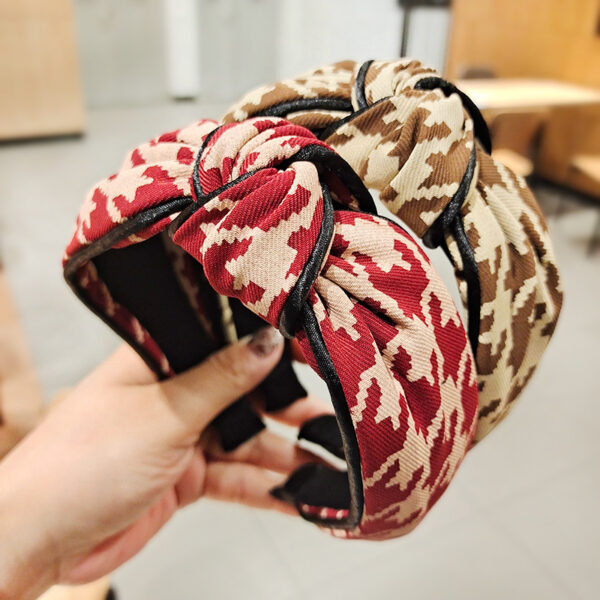 Wholesale Autumn and Winter Fabric Thousand Bird Plaid Hair Hoop