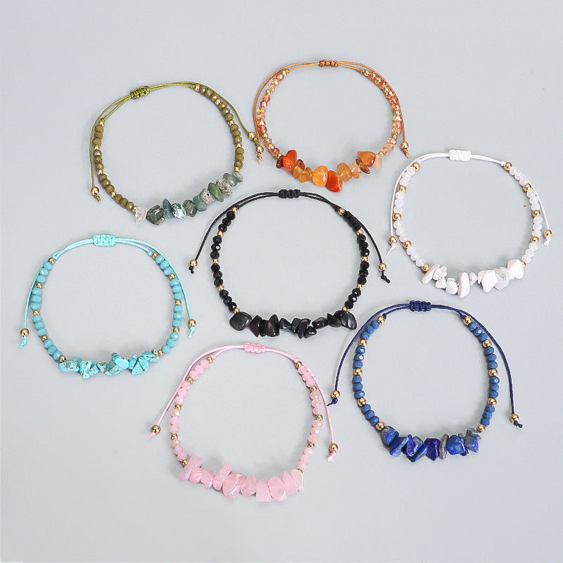 Wholesale Color Irregular Crushed Stone Beads Bracelet