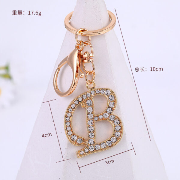 Wholesale Zinc Alloy 26 English Alphabet Rhinestone Keychain