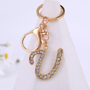Wholesale Zinc Alloy 26 English Alphabet Rhinestone Keychain