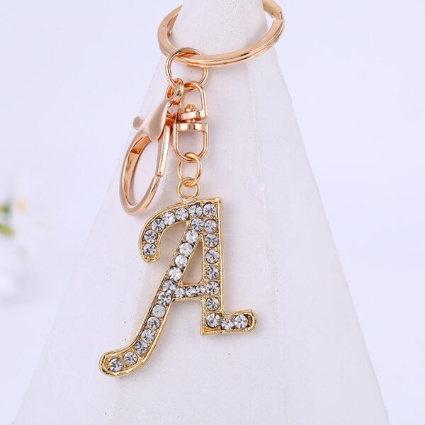 Wholesale Zinc Alloy 26 English Alphabet Rhinestone Keychain