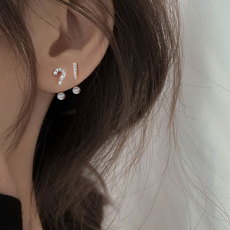 Wholesale Question Mark Exclamation Mark 925 Sier Needle Alloy Earrings