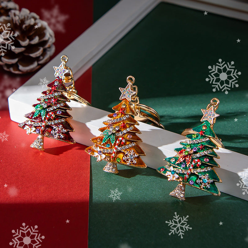 Wholesale Diamond ip Oil Christmas Tree Zinc Alloy Keychain