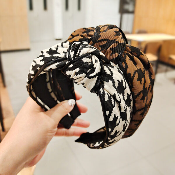 Wholesale Autumn and Winter Fabric Thousand Bird Plaid Hair Hoop