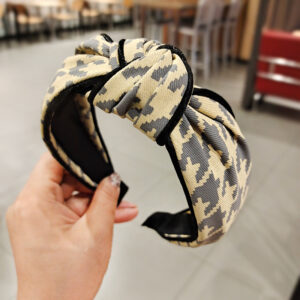 Light Blue Houndstooth Clip-Edge Hairband