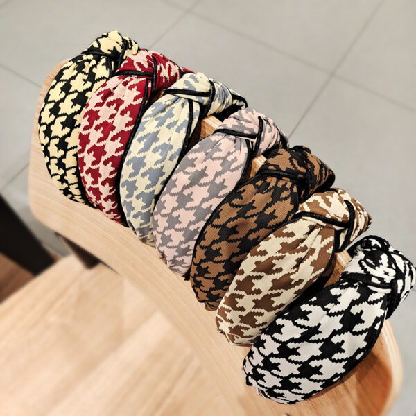 Wholesale Autumn and Winter Fabric Thousand Bird Plaid Hair Hoop