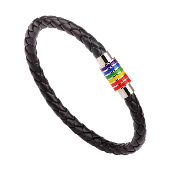 Wholesale Simple Braided Rainbow Magnet Buckle Genuine Leather Bracelet