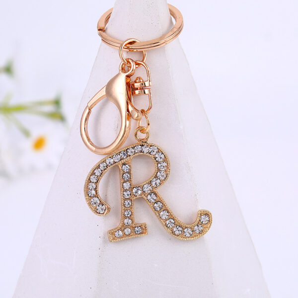 Wholesale Zinc Alloy 26 English Alphabet Rhinestone Keychain