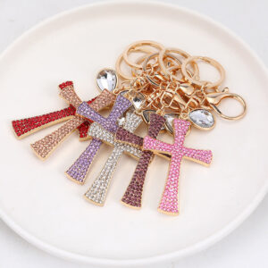 23107580633_507830569 Wholesale Alloy Diamond Cross Key Chain
