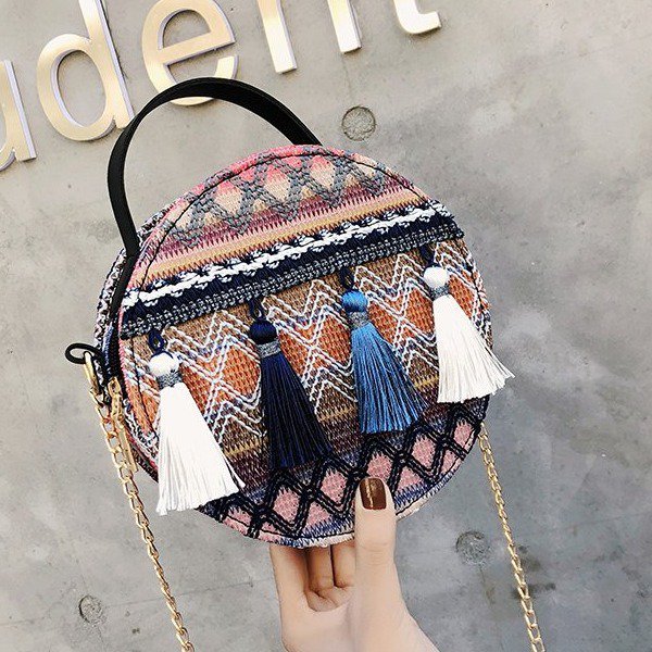 23134179844_469688590 Wholesale Weaving Ethnic Round Bag Chain Shoulder Bag