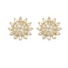 23178889873 Wholesale Zircon Flash Diamond Sunflower Copper Ear Studs