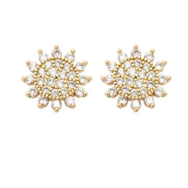 23178889873 Wholesale Zircon Flash Diamond Sunflower Copper Ear Studs