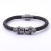 23358496712_672528256 Wholesale men's cowhide punk style skull head Bracelet