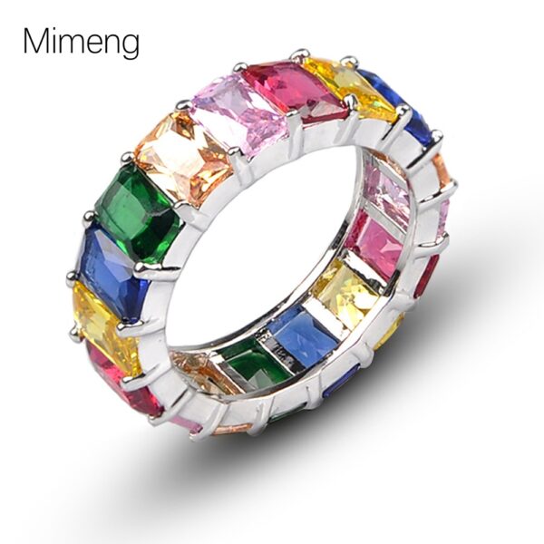 23378001869_109136280 Wholesale Jewelry Colored Square Zirconia Copper Rings