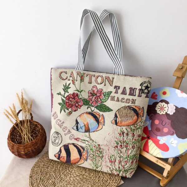 Wholesale Ethnic Style Canvas Shopping Bag