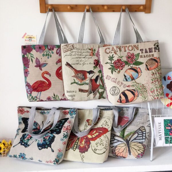 Wholesale Ethnic Style Canvas Shopping Bag