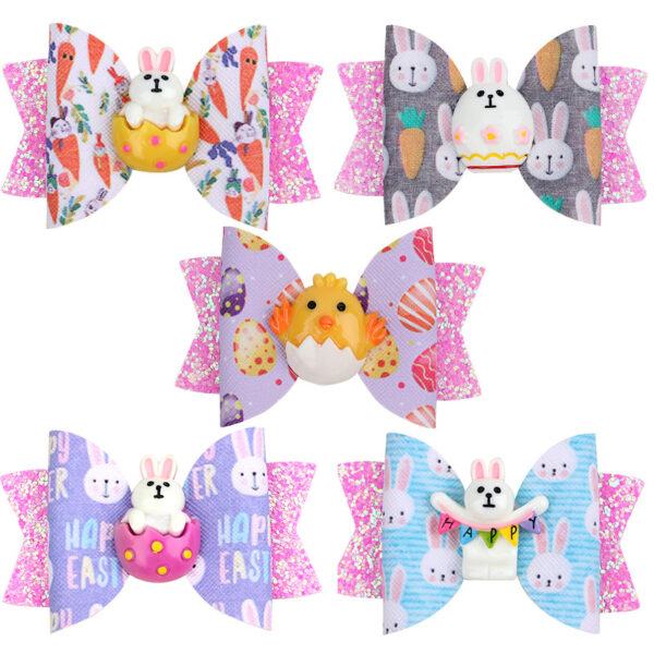 Wholesale Easter Eggs Cloth Hair Clips