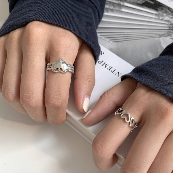Wholesale Vintage Heart Hollow Silver Rings