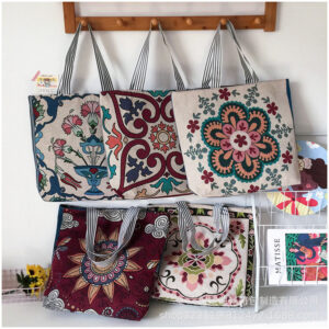 Wholesale Myanmar Thailand Big Flower Canvas Shoulder Bag