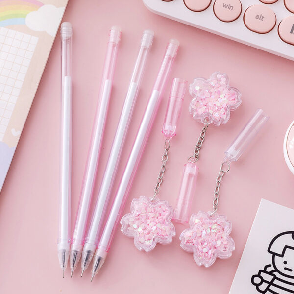 Wholesale Plastic Pink Flower Pendant Water Pen