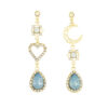 Wholesale 925 Silver Needle Diamond Hollow Heart Earrings Blue Drop Diamond Alloy Earrings