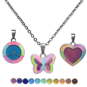 23612263890_1089762827 Wholesale Fluorescent Luminous Butterfly Heart Peace Pendant Temperature Sensitive Color Changing Necklaces