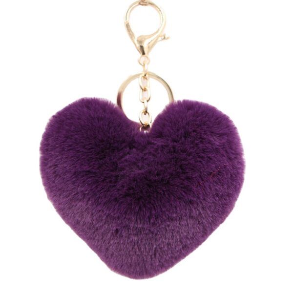 Wholesale Cute Heart Shaped Fur Ball Pom Pom Keychains