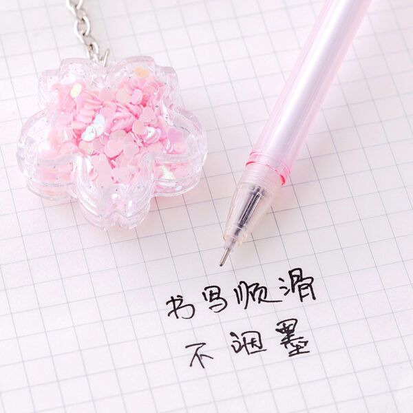 Wholesale Plastic Pink Flower Pendant Water Pen