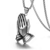 Wholesale Prayer Pendant Gold Silver Buddha Hands Hang Tag Stainless Steel Necklaces