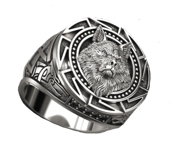 Wholesale Alloy Viking Wolf Head Ring for Men