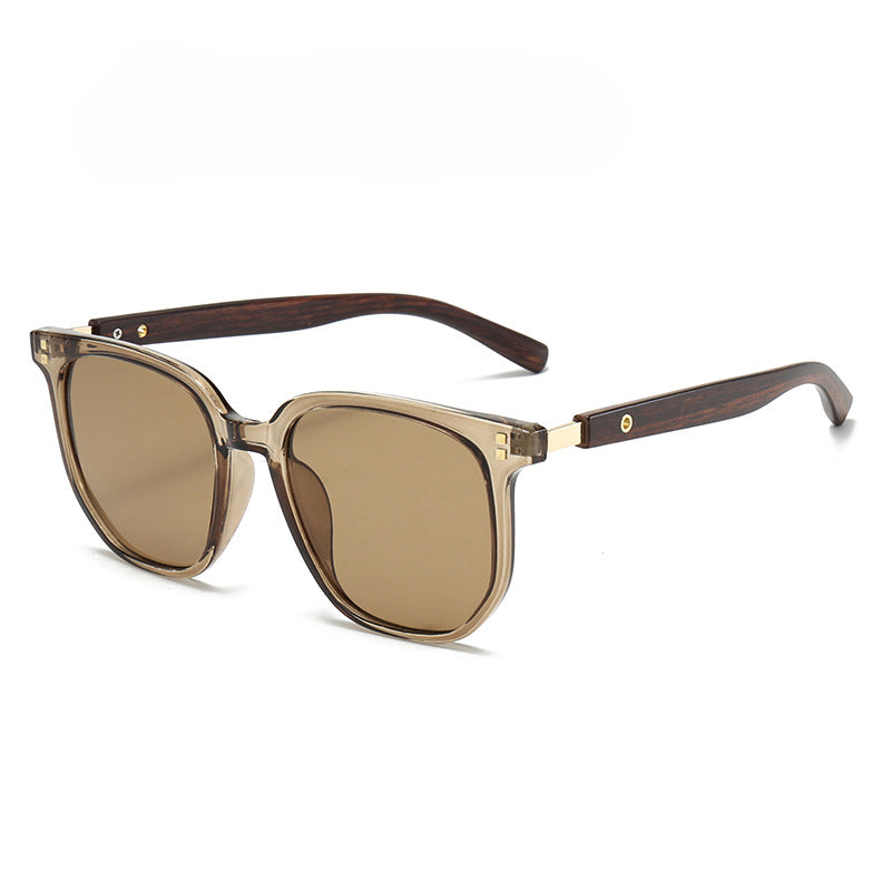 Wholesale lygonal Large Frame Wood Grain Mirror Legs PC Sunglasses