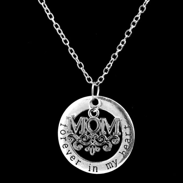 Wholesale Mother's Day Alloy Engraved Forever in Heart Pendant Necklace
