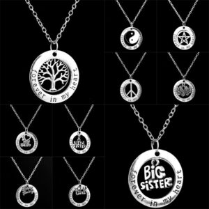 Wholesale Mother's Day Alloy Engraved Forever in Heart Pendant Necklace