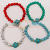 Wholesale Turtle Starfish Elastic Beaded White Blue Turquoise Bracelet