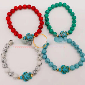 244755ba241df42ed97bca42efe1b21c Wholesale Turtle Starfish Elastic Beaded White Blue Turquoise Bracelet
