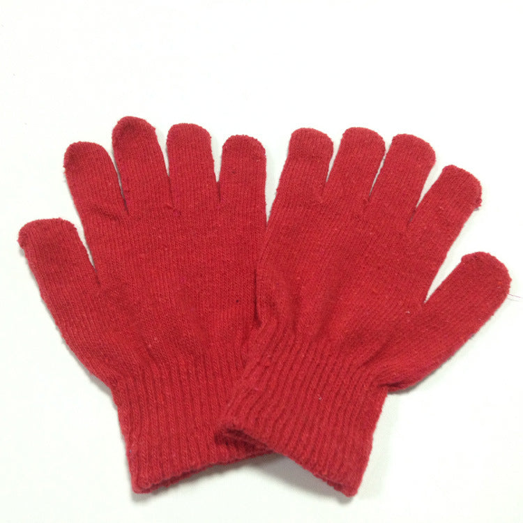 Wholesale Winter Warm Five Finger Gloves Solid Color Acrylic Knitted Gloves