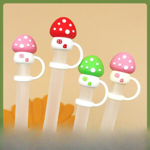 Wholesale New Food Grade Silicone Mushroom Creative Dustproof Straw Sleeve