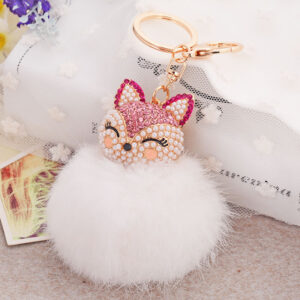 Ali Rose Red + fur ball White / Full length 16cm pendant 10x8cm