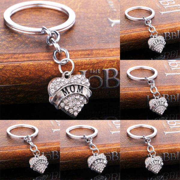 Wholesale Love Alloy Diamond Engraving Key Chain