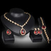 Wholesale Waterdrop Gem Alloy Gold Plated Four-Piece Set Earrings