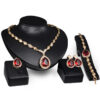 Wholesale Waterdrop Gem Alloy Gold Plated Four-Piece Set Earrings
