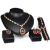 Wholesale Waterdrop Gem Alloy Gold Plated Four-Piece Set Earrings