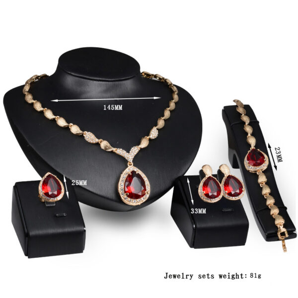 Wholesale Waterdrop Gem Alloy Gold Plated Four-Piece Set Earrings