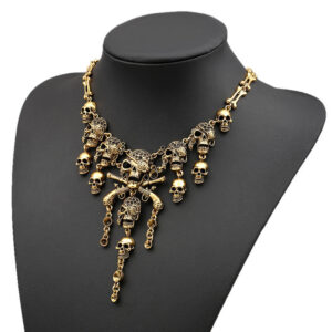 Wholesale Halloween Retro Skull Alloy Necklace