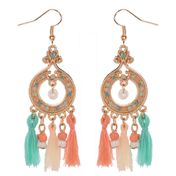 Wholesale Boho Fabric Tassel Earrings