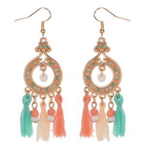 Wholesale Boho Fabric Tassel Earrings