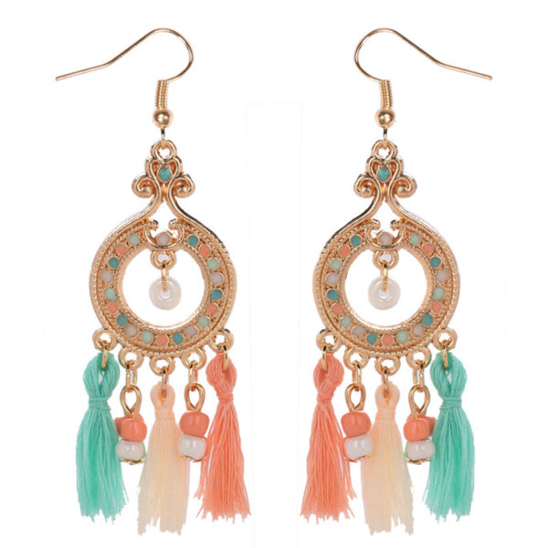 Wholesale Boho Fabric Tassel Earrings