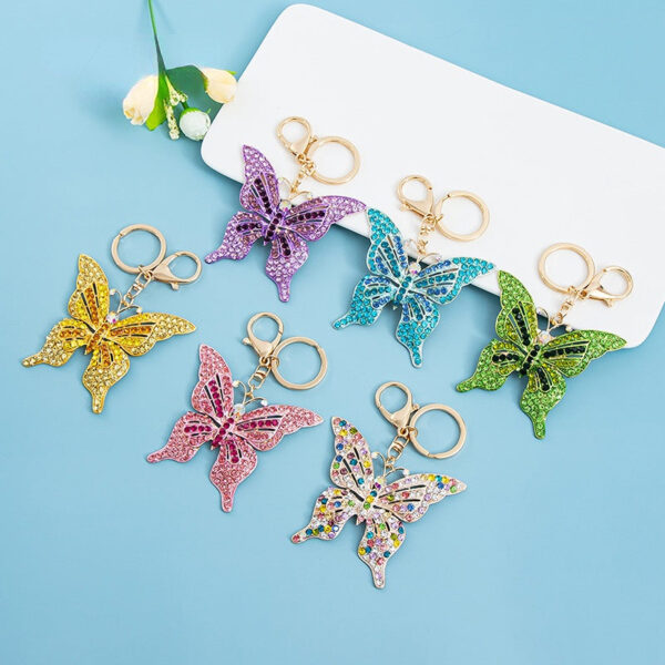 Wholesale Full Diamond Hollow Butterfly Zinc Alloy Keychain